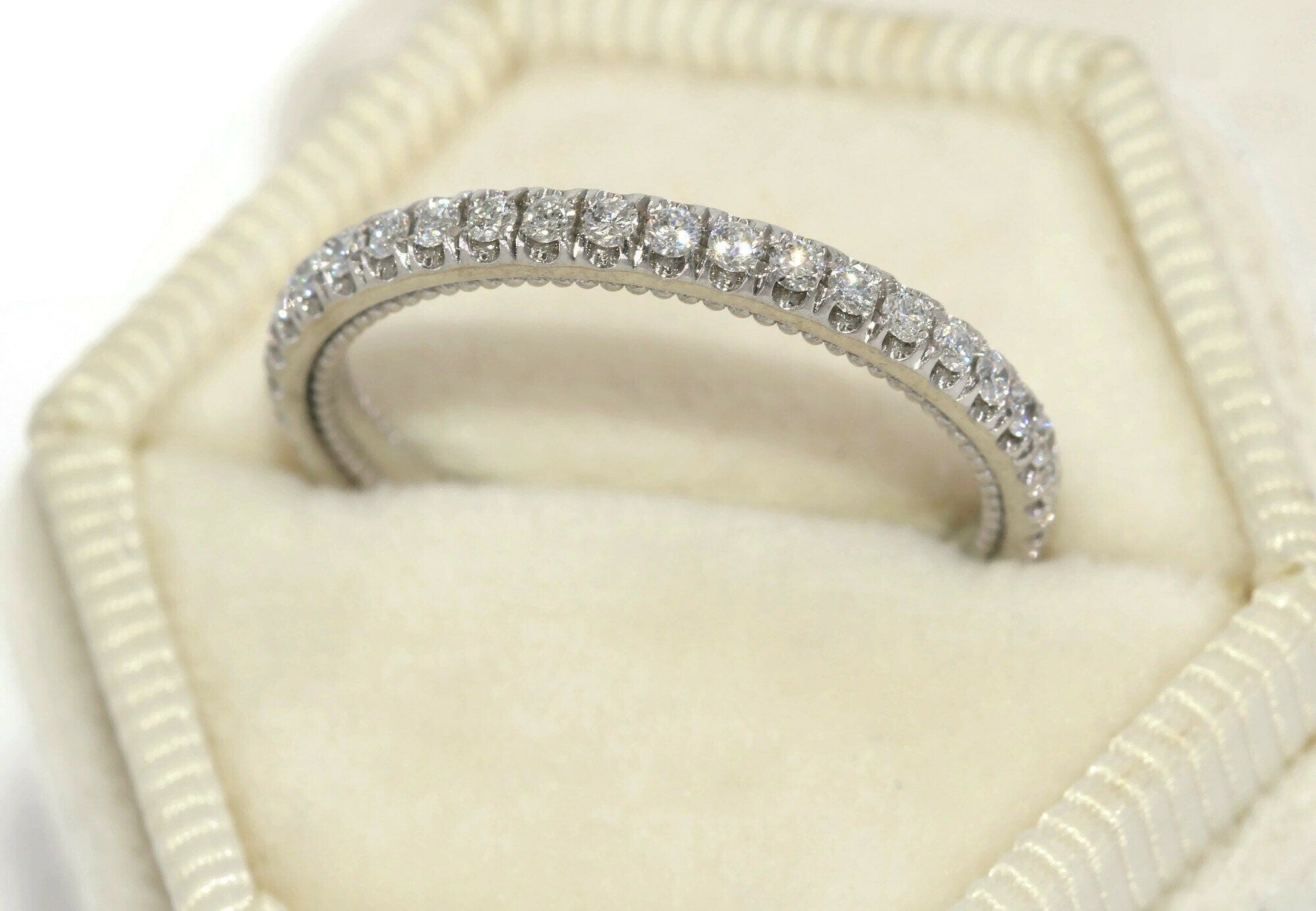 Diamond Wedding Band with Mill Grain Details