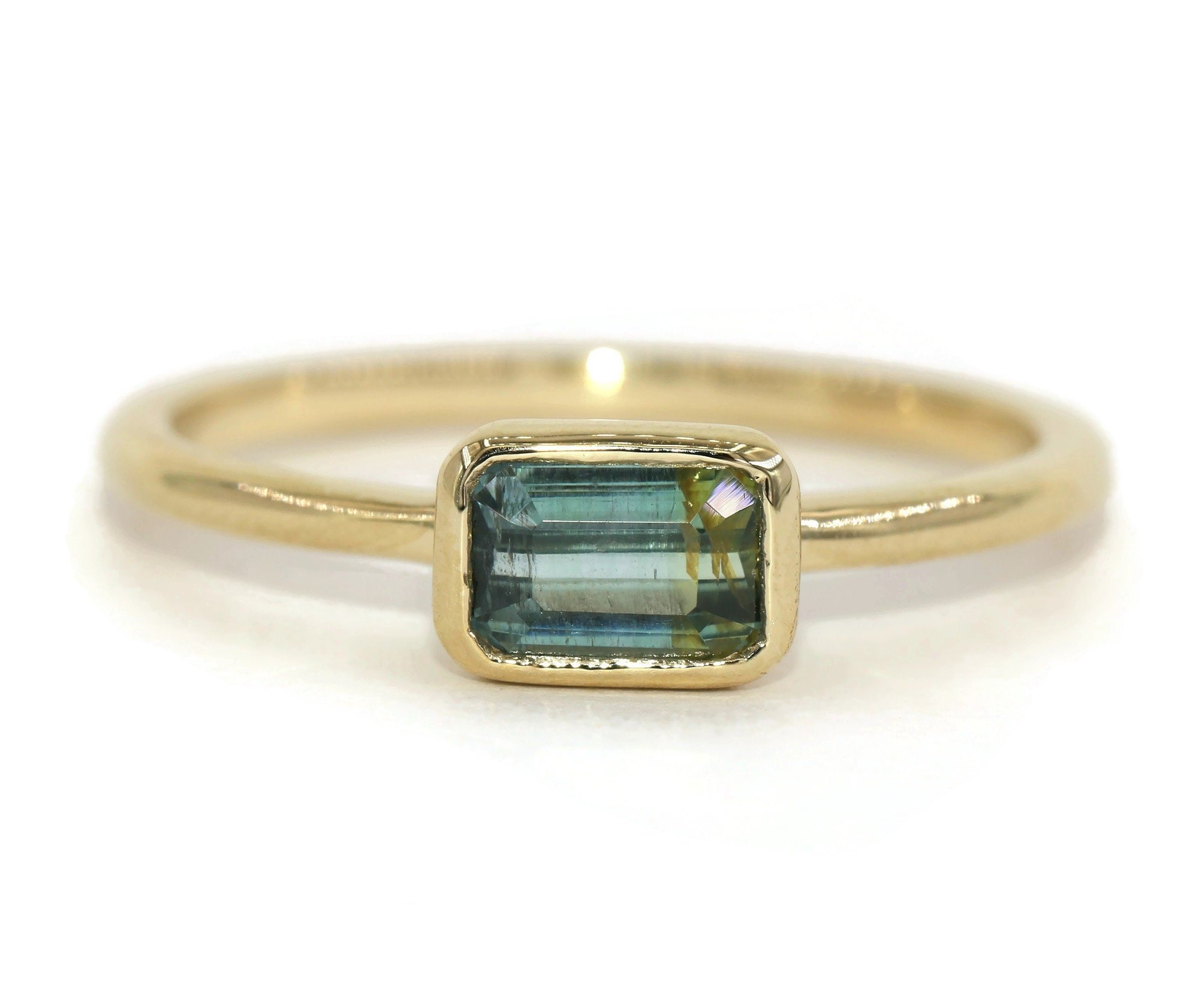 Custom Made East West Bezel Set 1.3 ct Bi-Color Sapphire Ring