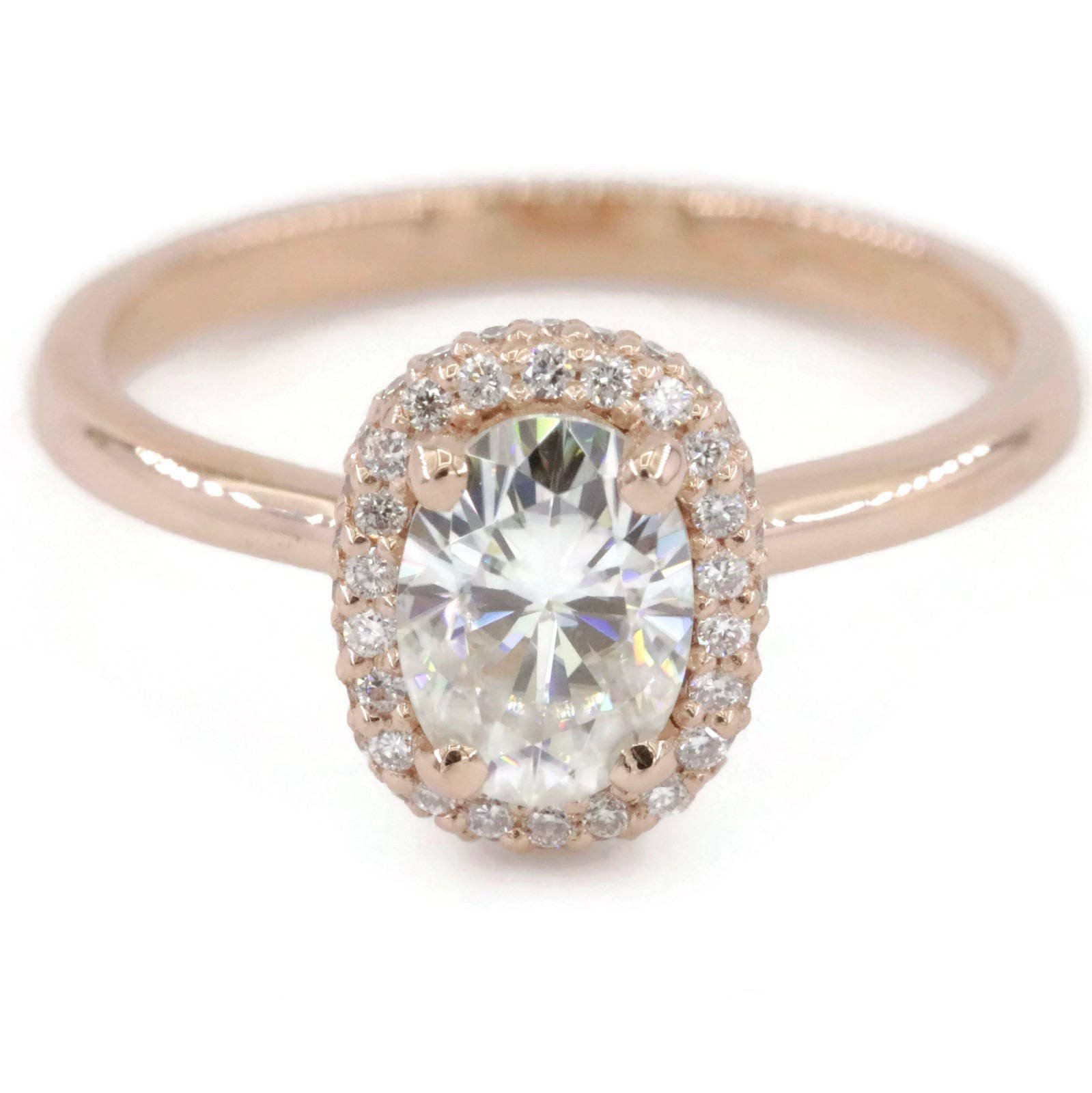 1 ct IGI Certified Oval Lab Diamond Halo Engagement Ring