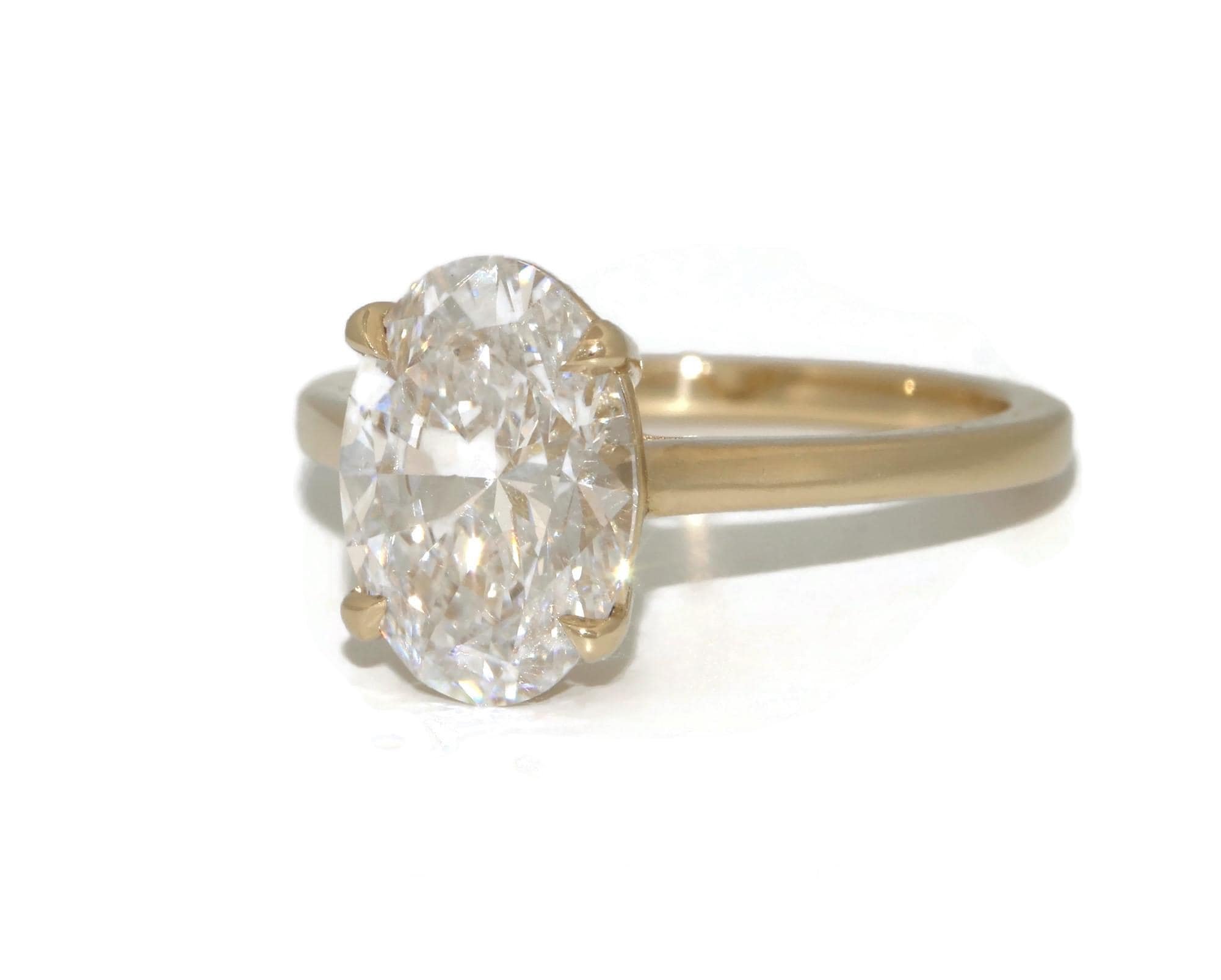 Cathedral 3 ct IGI Certified Oval Lab Diamond 4 Eagle Claw Prongs Engagement Ring