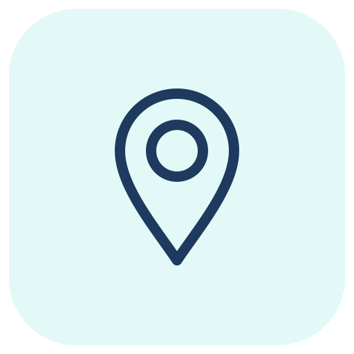 Map location pin icon on a light background.