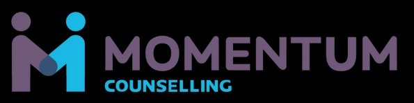 Logo for Momentum Counselling showing stylized 'M' and 'i' in purple and blue, with the words 'Momentum Counselling' next to it.