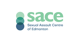 Logo of SACE, Sexual Assault Centre of Edmonton, featuring green and blue circular shapes and the organization's name.