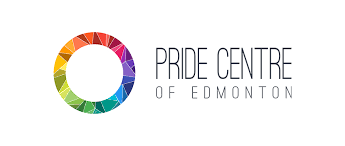 Logo of Pride Centre of Edmonton featuring a colorful circular rainbow design and the organization's name.