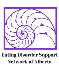 Logo of the Eating Disorder Support Network of Alberta featuring a purple spiral shell design.