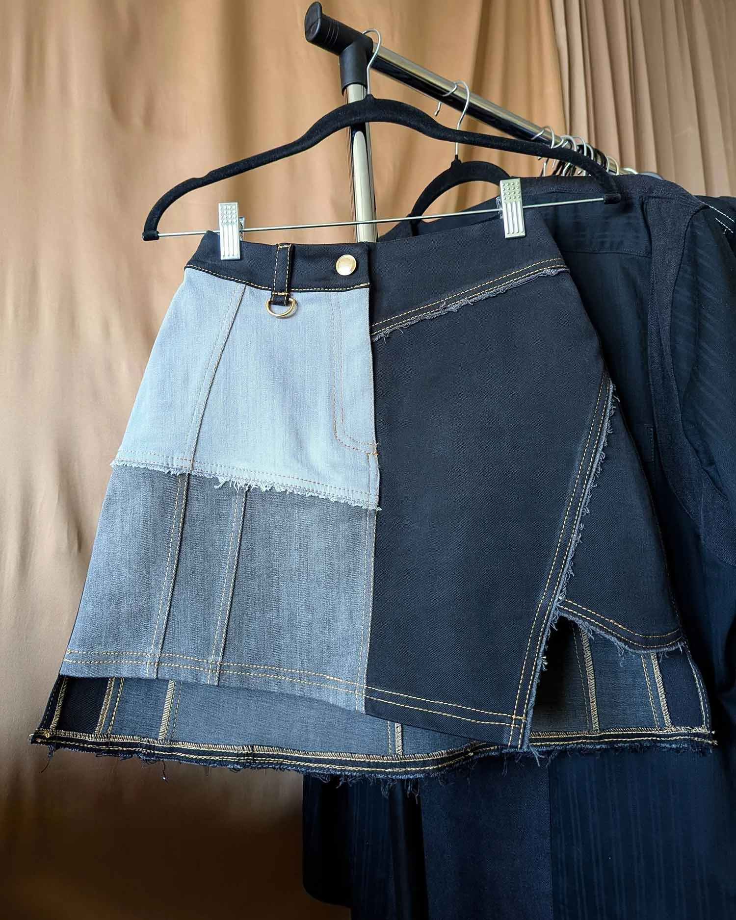 MIMA denim skirt in black and grey