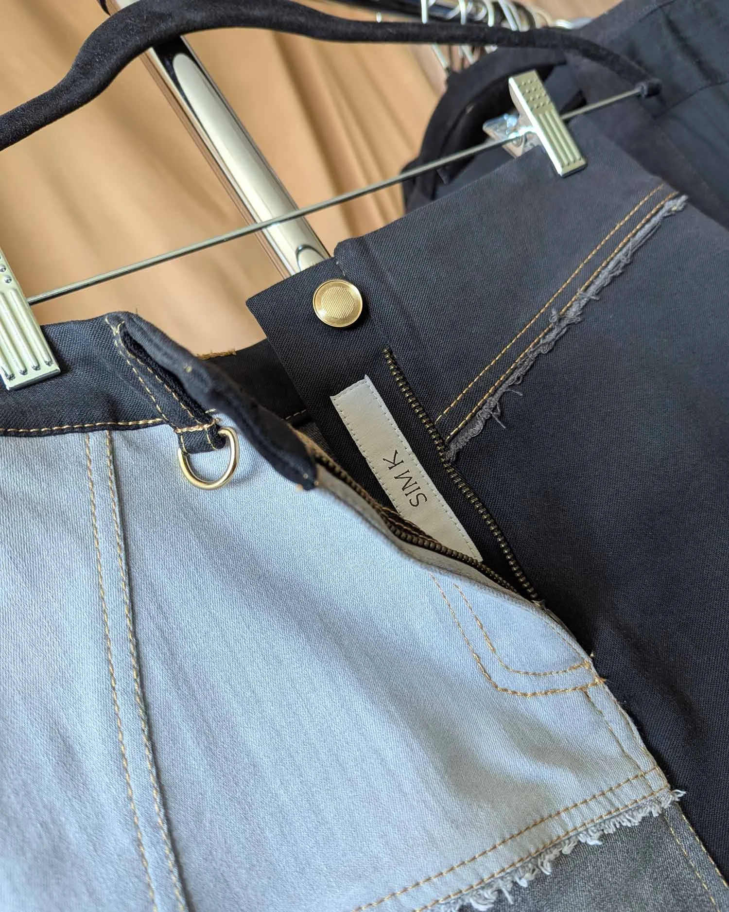 MIMA upcycled black and grey denim short skirt 4.jpg