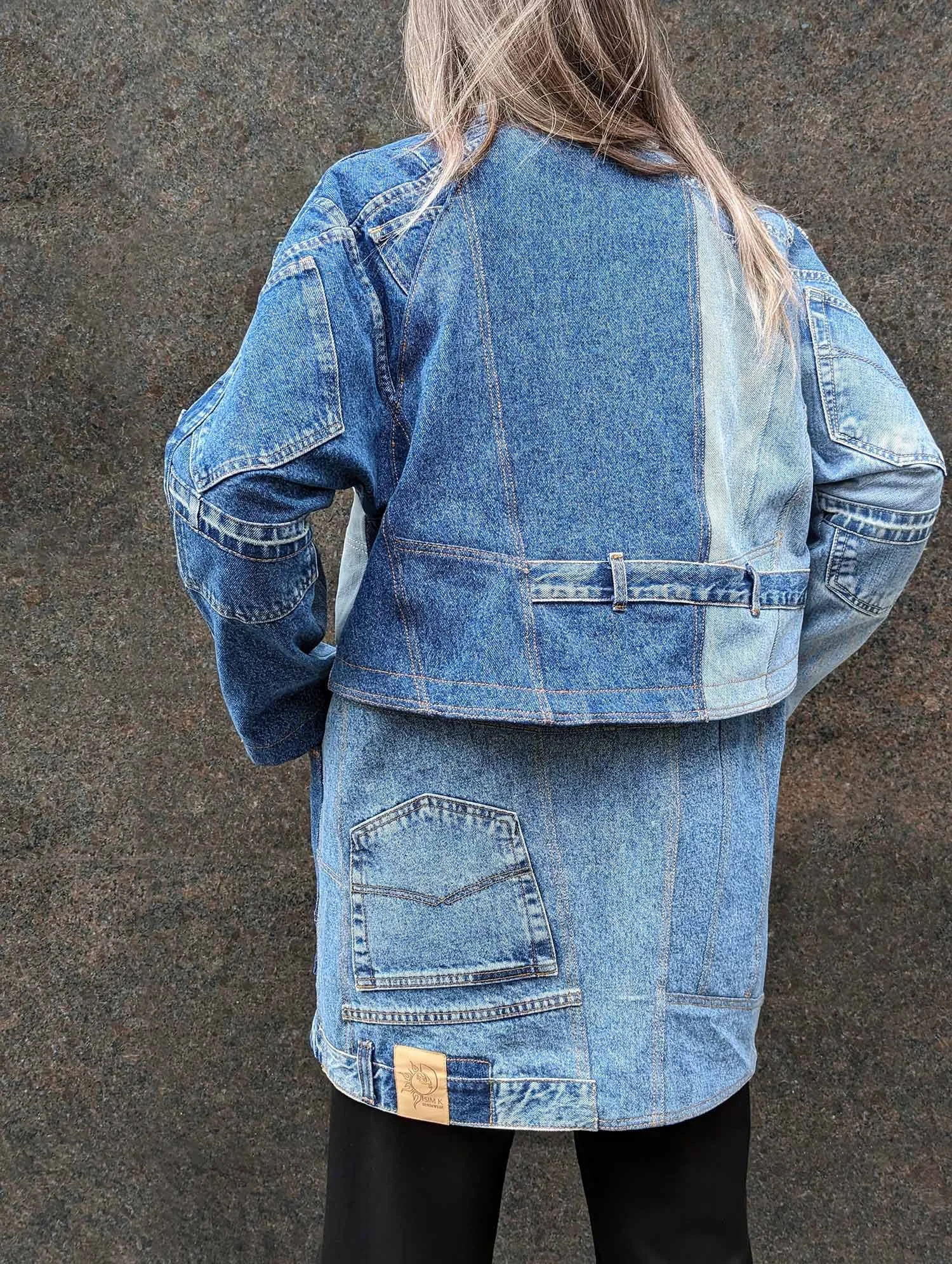 Trench coat from upcycled blue denim 3.jpg