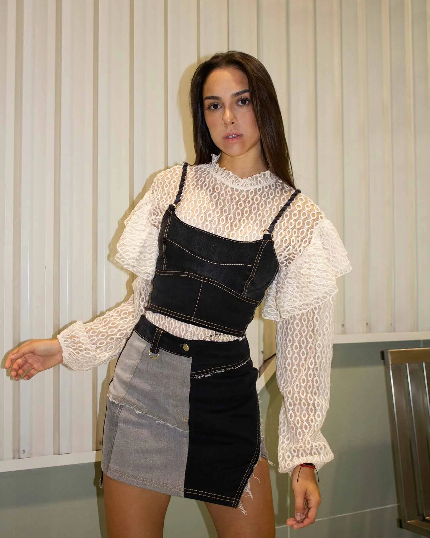 MIMA upcycled black and grey denim short skirt 9.jpg