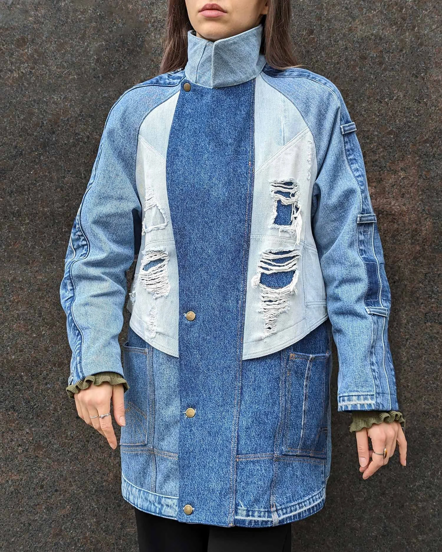 Denim trench coat