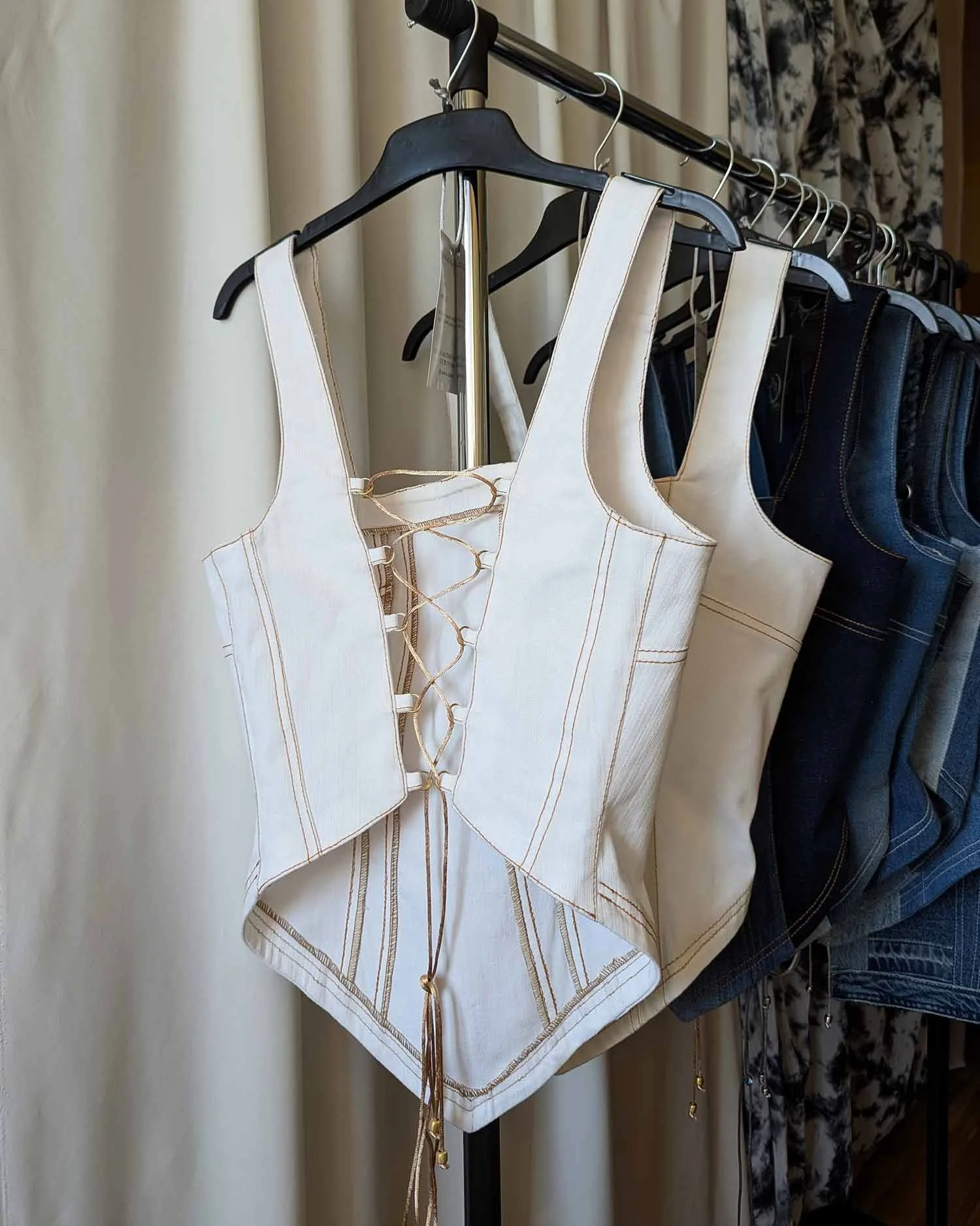 CLEA upcycled denim corset top in white 2.jpg