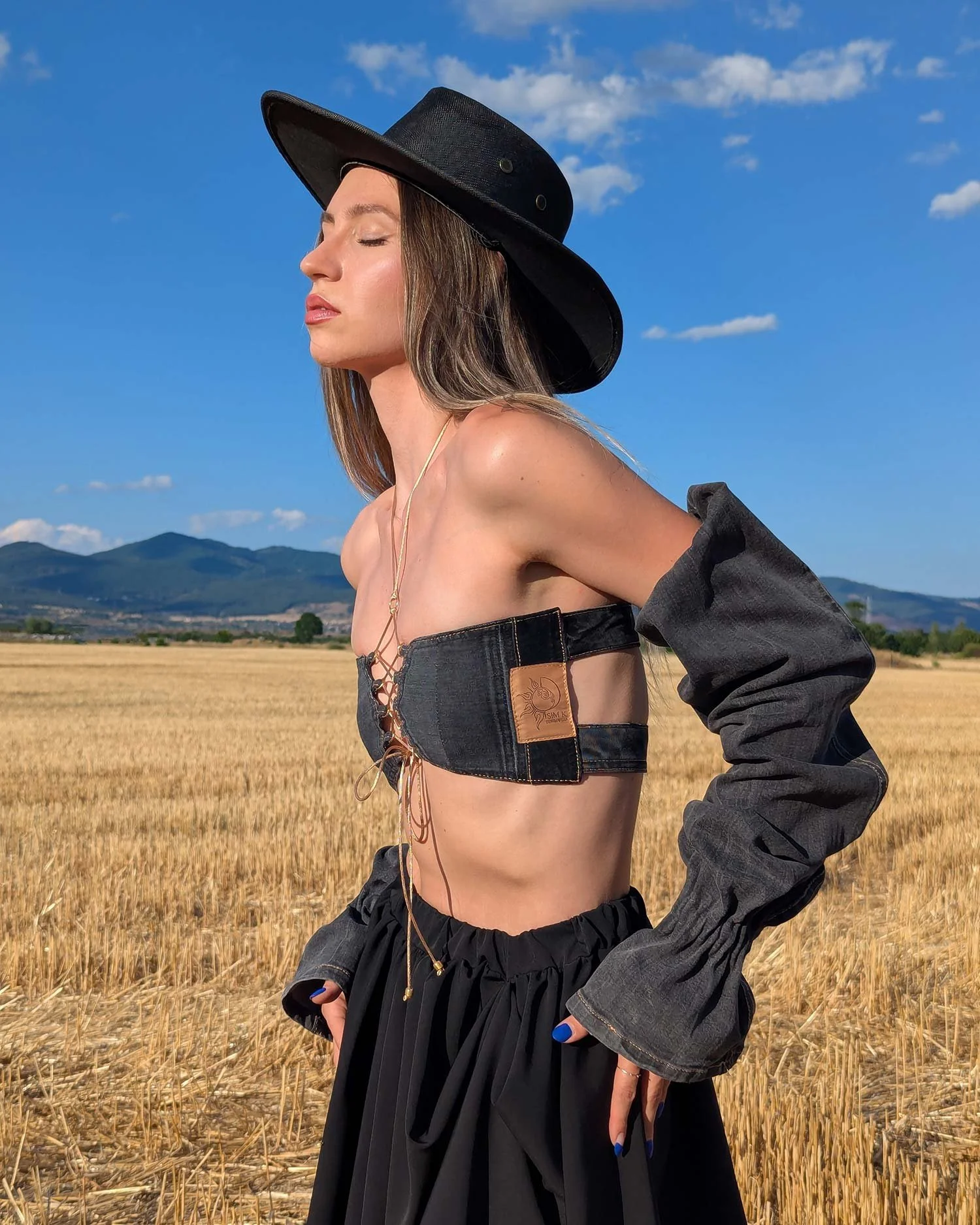 RIFT jeans pockets bustier in black