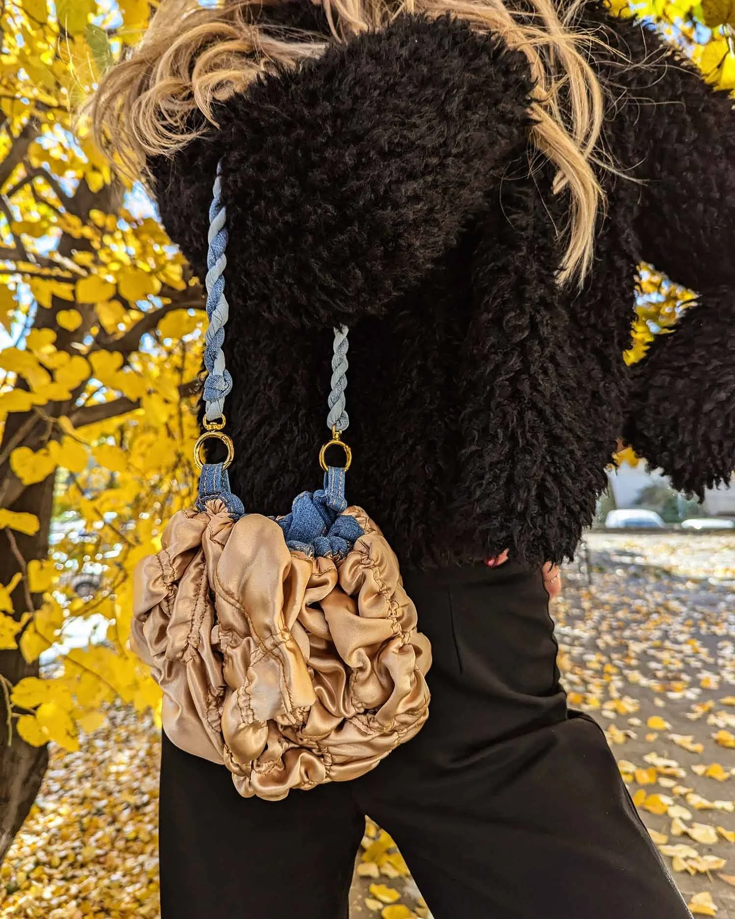 BIJOU PURSE - upcycled blue denim and golden satin double-faced bag (8).jpg