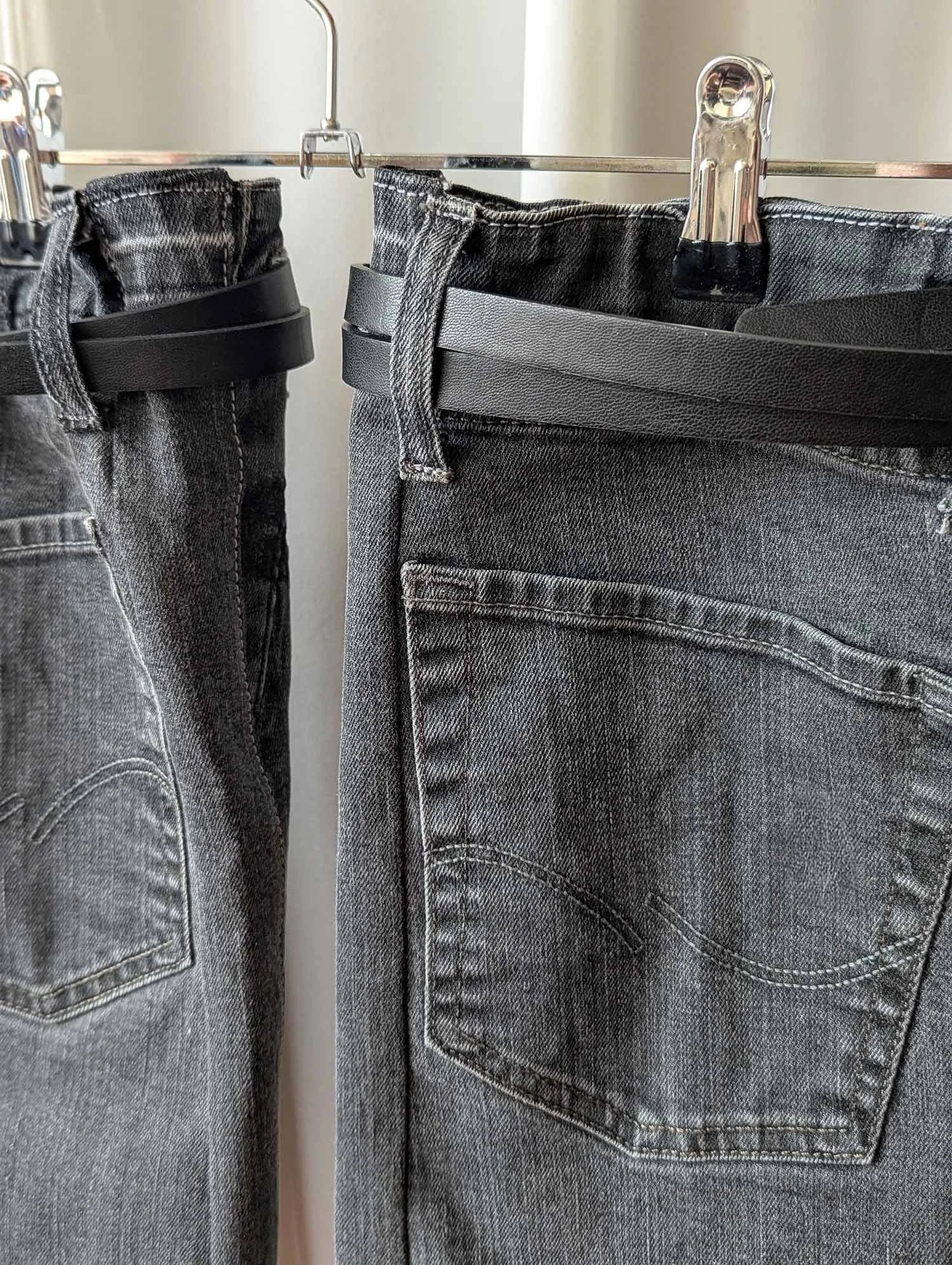 Straight-leg-upcycled-black-denim-leg-warmers-with-leather-belts-and-metallic-hardware-7.jpg