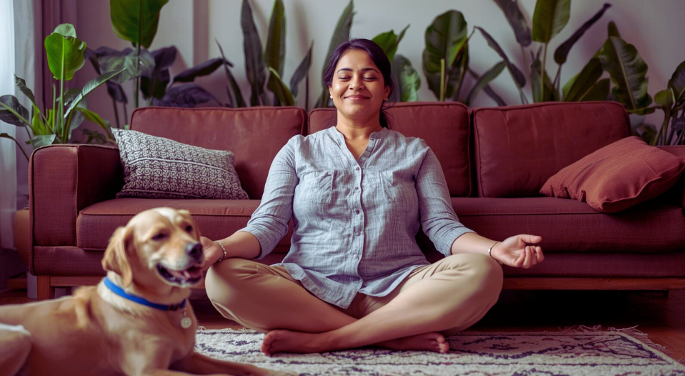 midlife late diagnosed adhd woman enjoying simple meditation that supports her nervous system