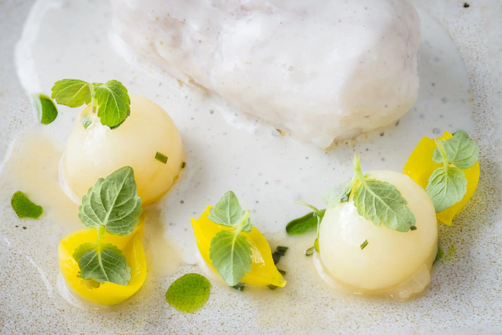 Poached eggs served with lemon and herbs.Hotels, Villas, Airbnb photography. Corfu, Greece.
