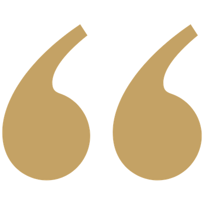 Two large gold quotation marks.