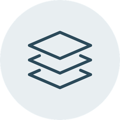 Icon of three stacked layers, representing layers or organization.