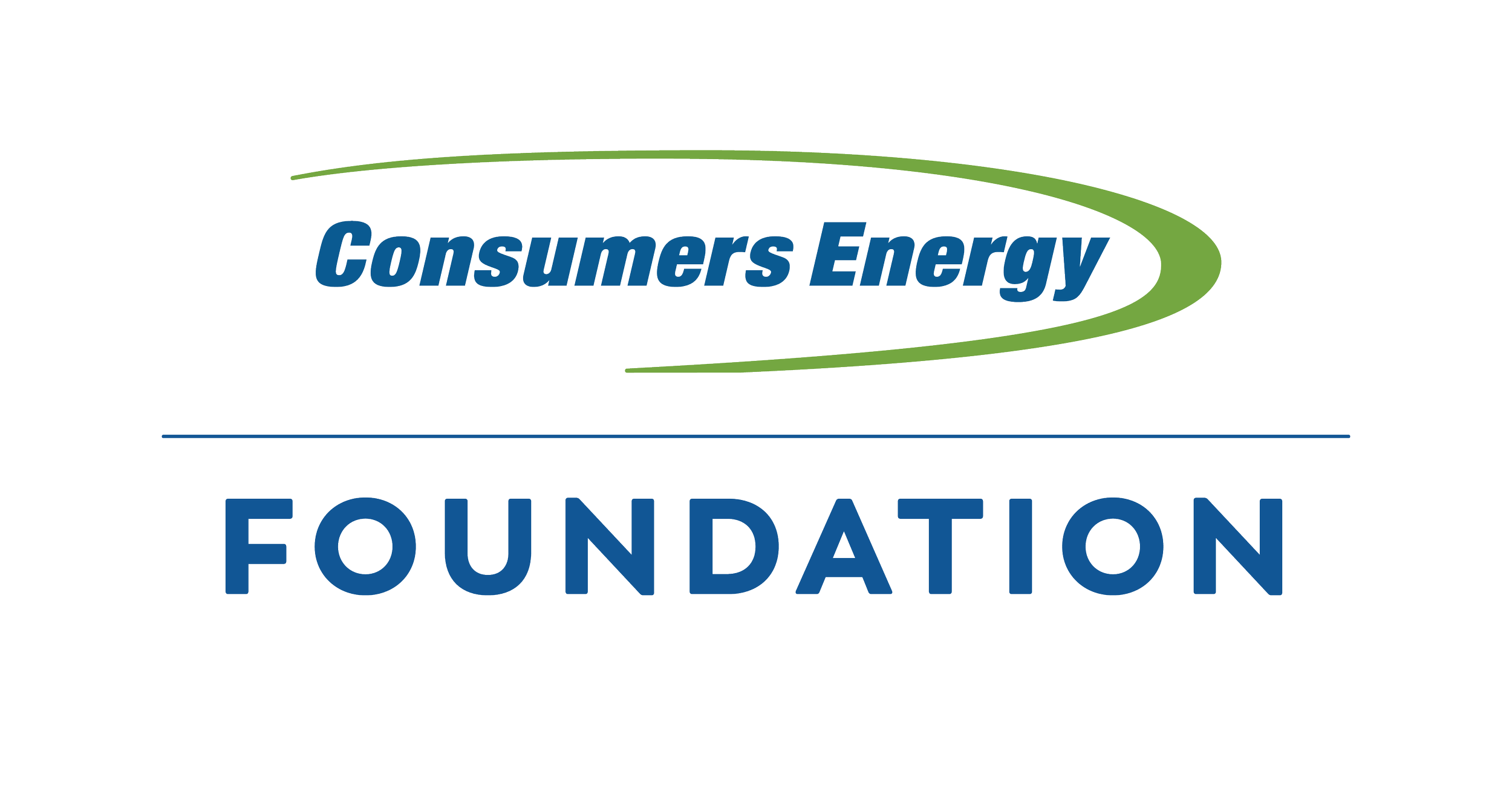 Logo of Consumers Energy Foundation with green and blue swoosh design and bold blue text.