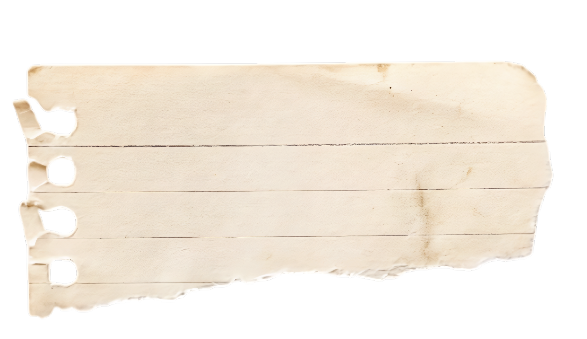 A piece of torn, old, beige paper.