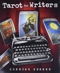 Book cover titled 'Tarot for Writers' by Corrine Kenner, featuring a vintage typewriter and tarot cards.