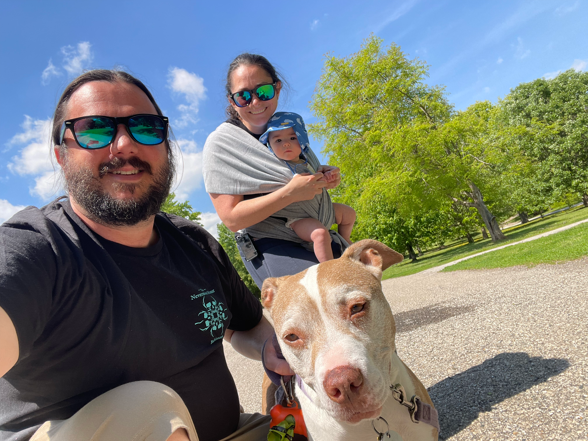 Democratic Central Committee, District 46 Candidate Thomas Wingate with his family in the park wearing cool sunglasses
