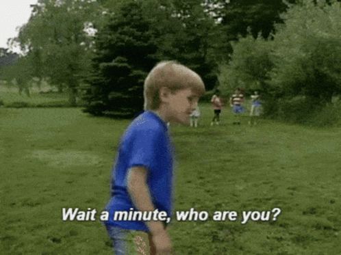 Popular meme of a child asking "who are you?"