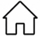 A simple line drawing of a house with a pitched roof and a door.