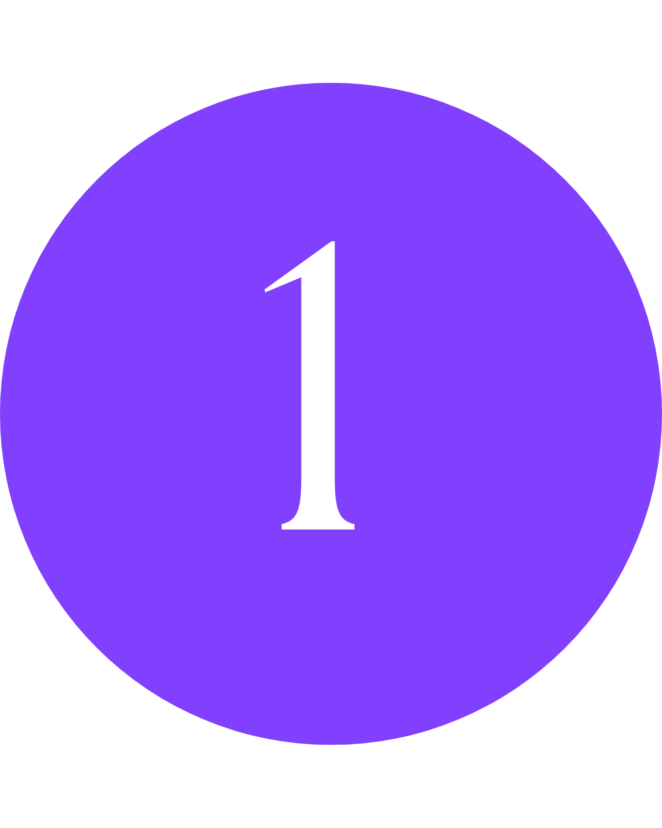 A purple circle with a white number one in the center.