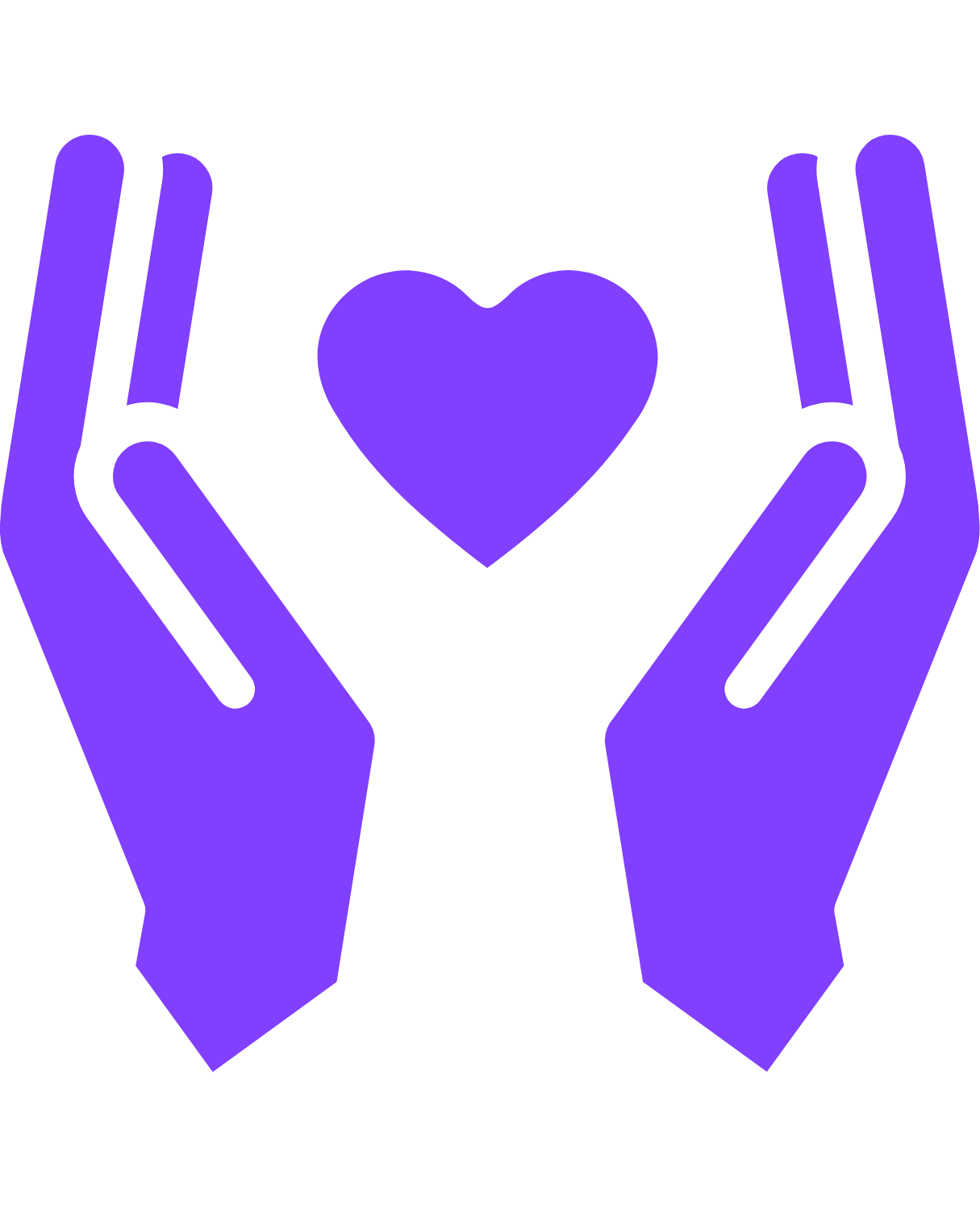 Illustration of two purple hands holding a purple heart.