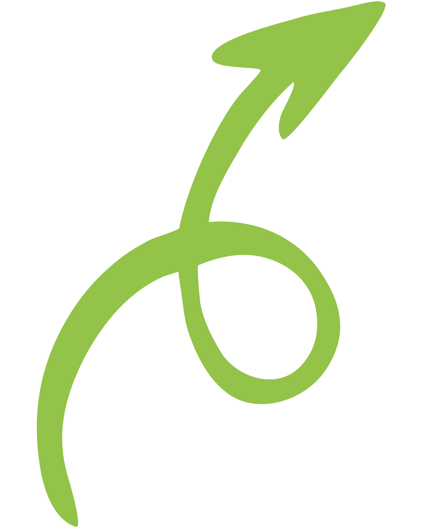 A stylized, green line drawing of a bicycle frame.