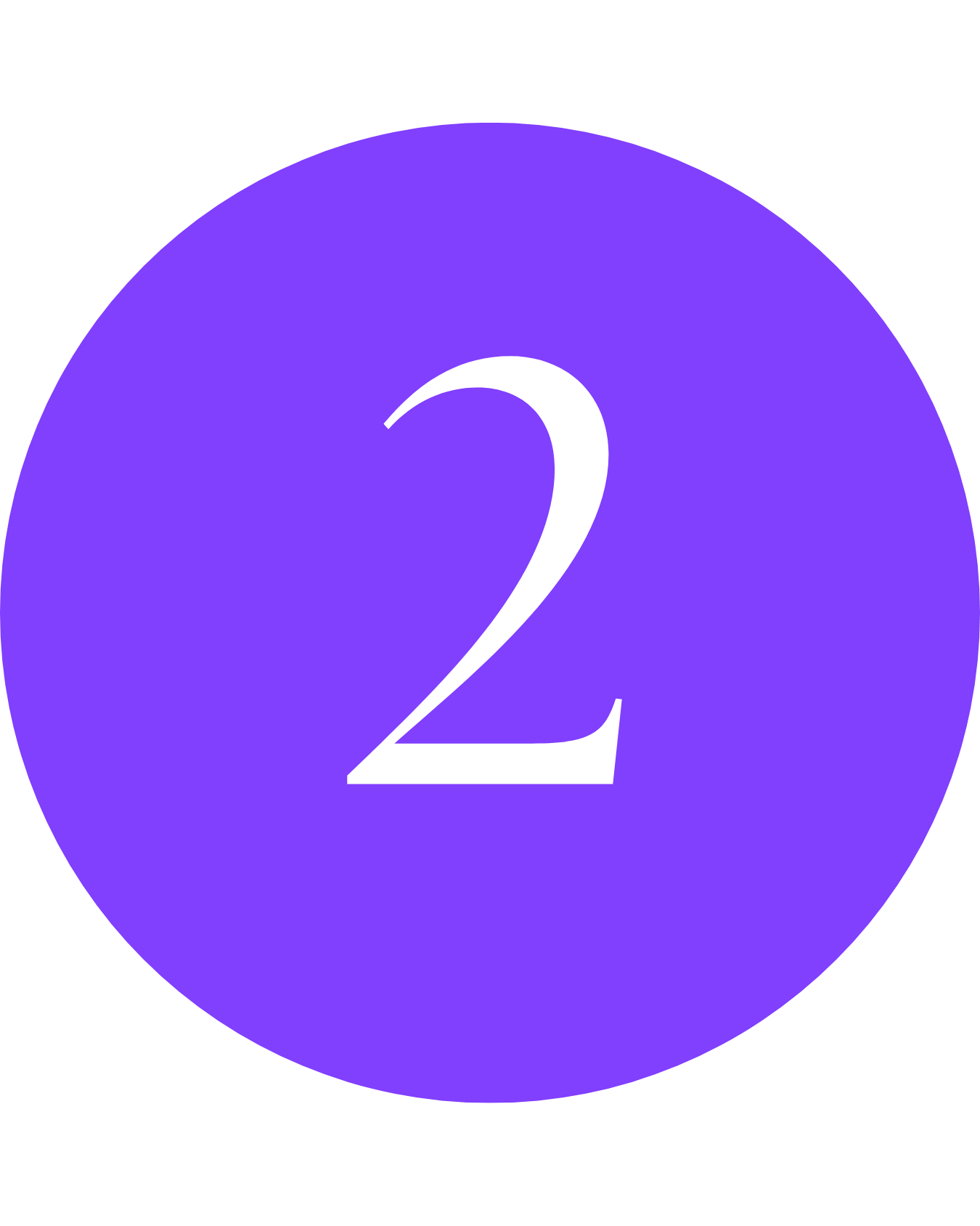 Purple circular background with the white number 2 in the center.