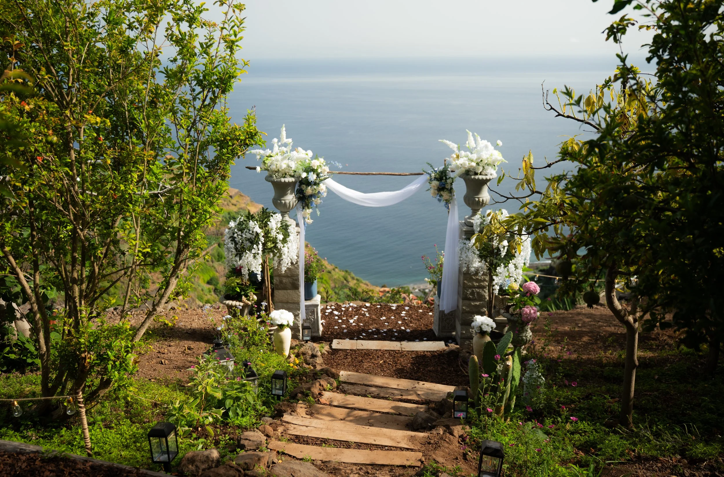 mini wedding elopement madeira secret garden ocean view