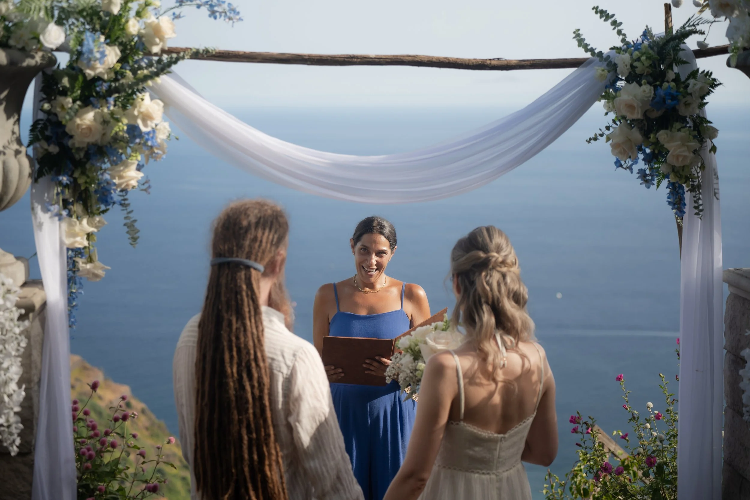 intimate elopement ceremony in madeira the cliffside orchard with celebrant berry
