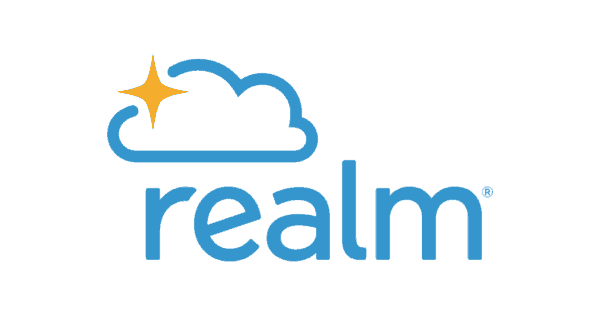 Logo with a blue cloud, a yellow star, and the word 'realm' in blue text.