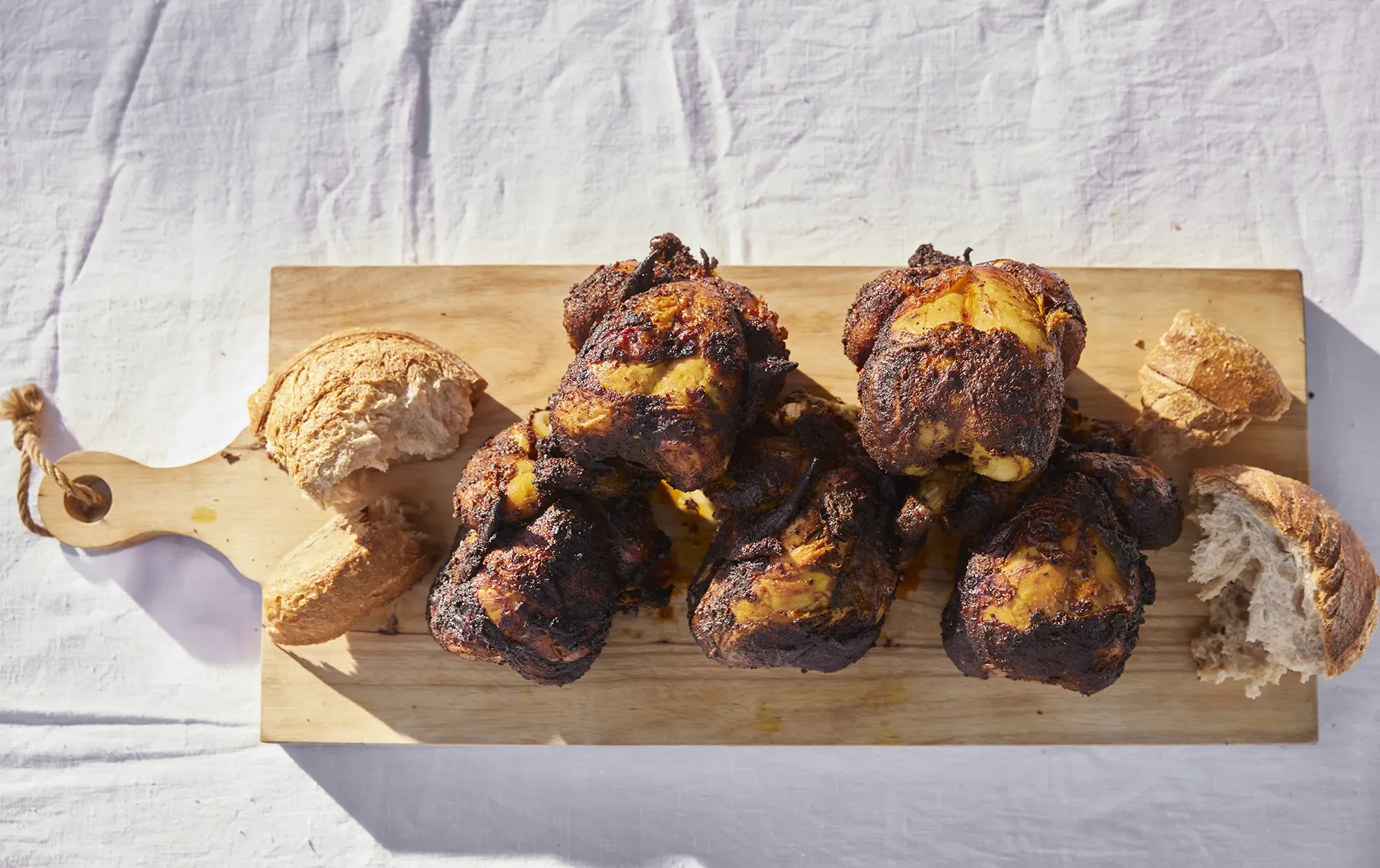 Rotisserie chicken at Ojai Rôtie catering — pasture-raised, seasoned with house spice blend