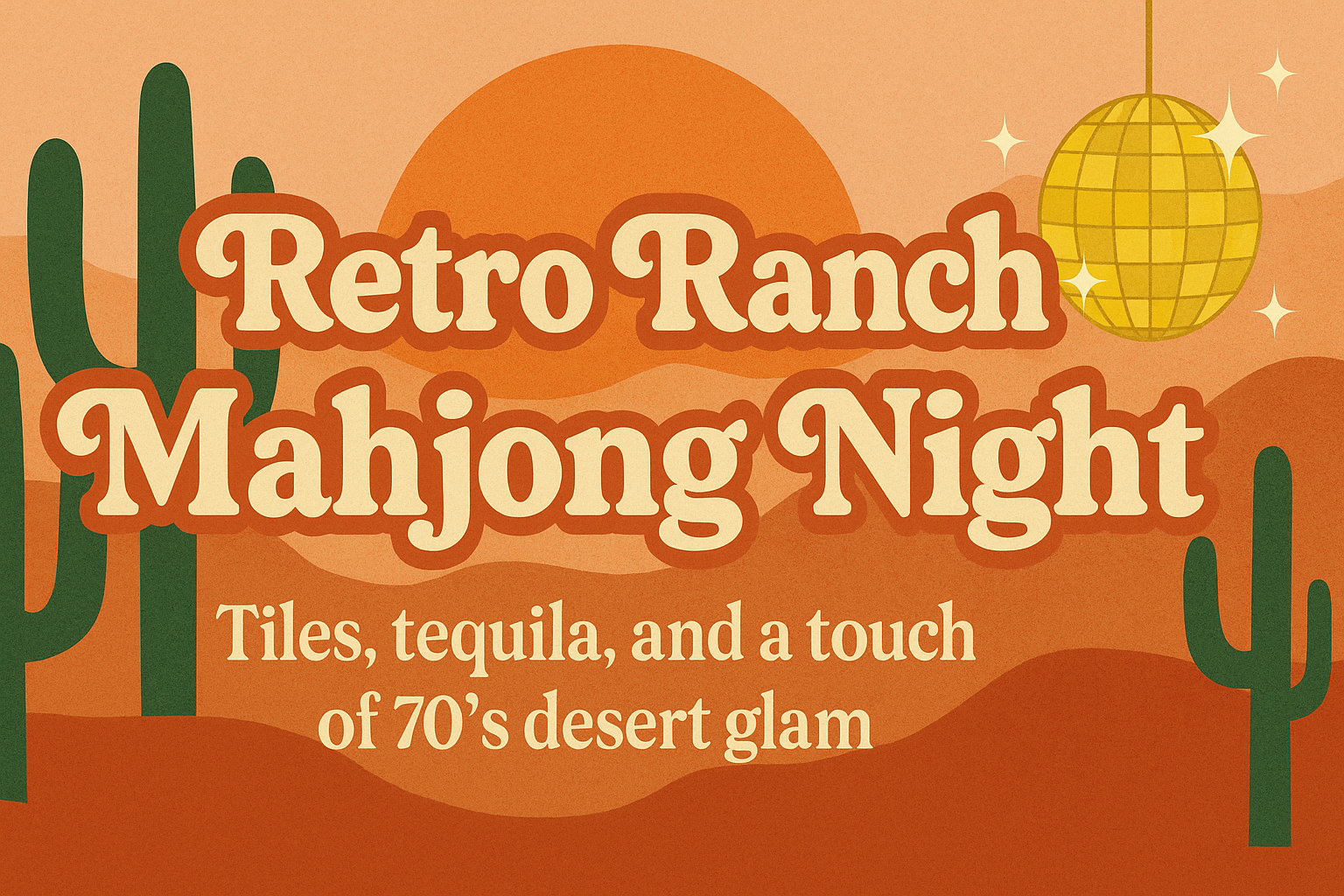 Mahj in the Wild retro ranch night invitation Austin Texas itsaMahjing
