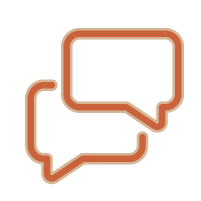 Two overlapping speech bubbles with cartoon style outlines