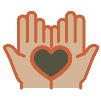 Two hands with a heart in the center on the palms