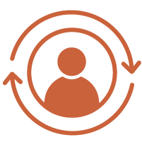 Icon of a person inside a circular arrow, representing refresh or update of user profile or information.