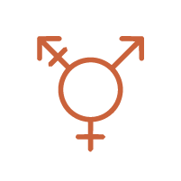Transgender symbols with male, female, and gender identity icons interconnected