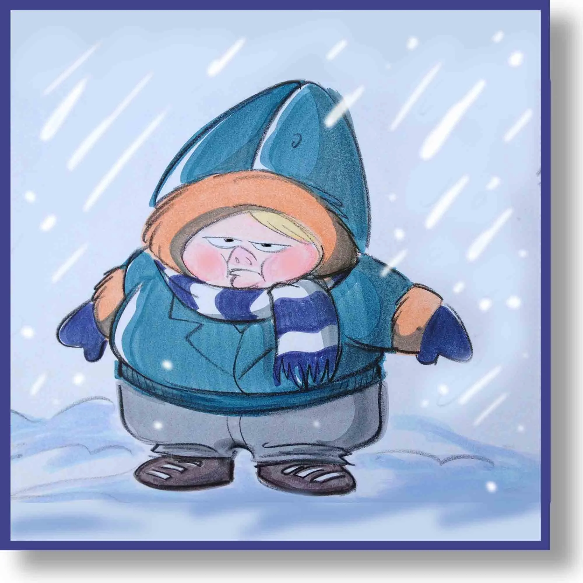 Louie in snowsuit