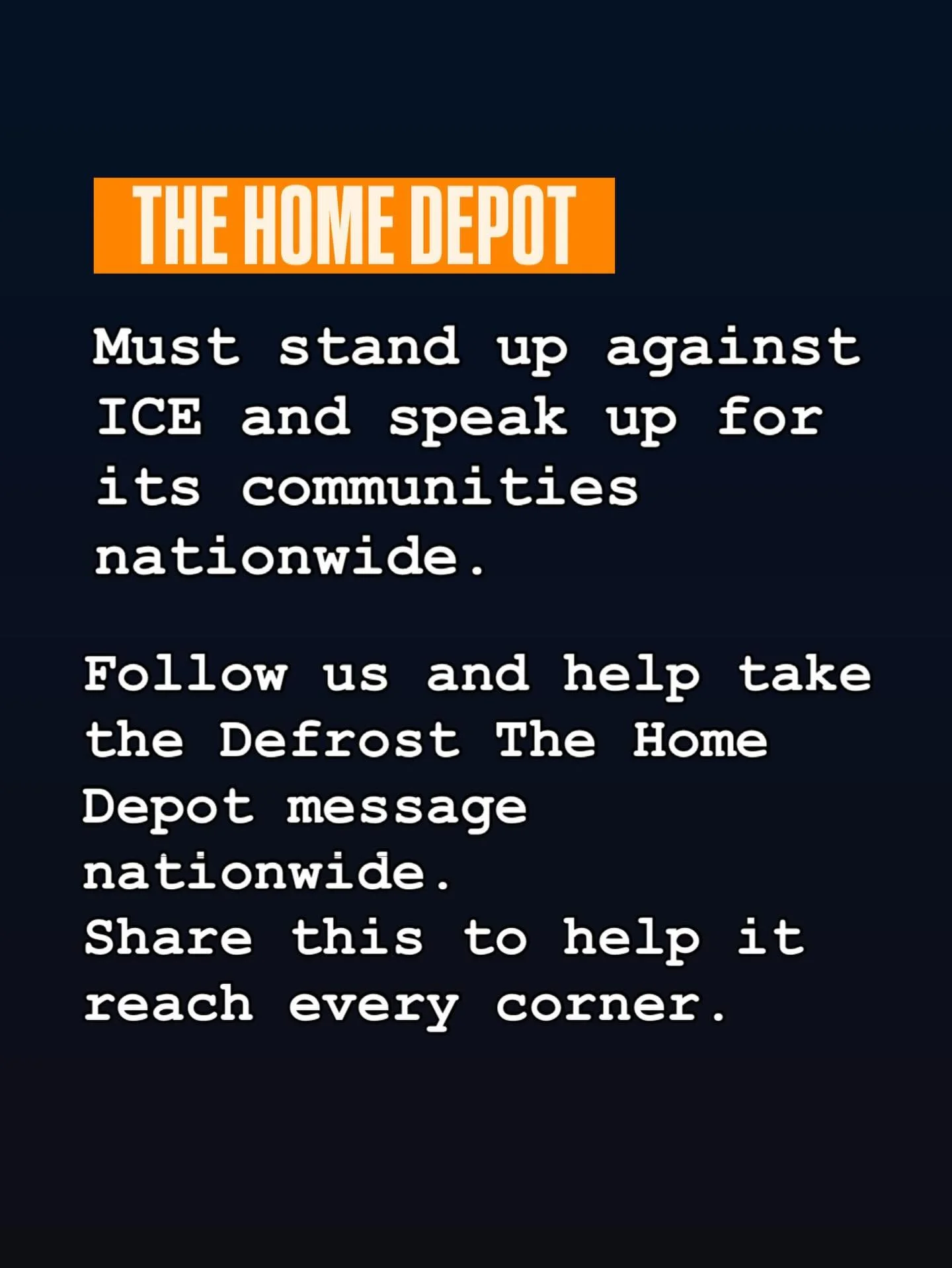 This started in Atlanta, but it doesn&rsquo;t stop here.
Defrost the Home Depot is powered by 23 grassroots organizations, and the movement is growing across the country.

If you believe in community, and in corporations helping not harming the commu