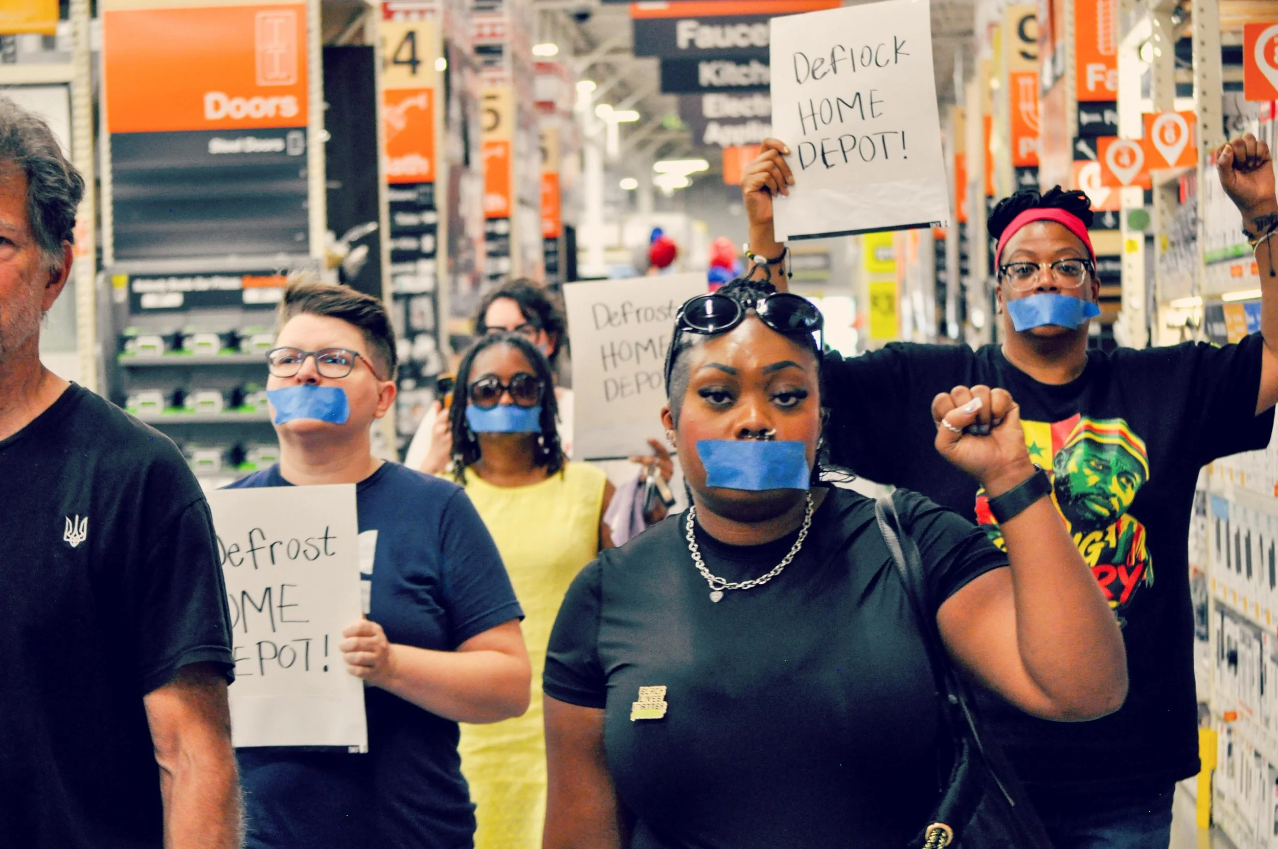 Defrost Home Depot took a stand today with a silent protest in the Riverdale Home Depot, site of a June 2025 raid that resulted in the arrest of six people.