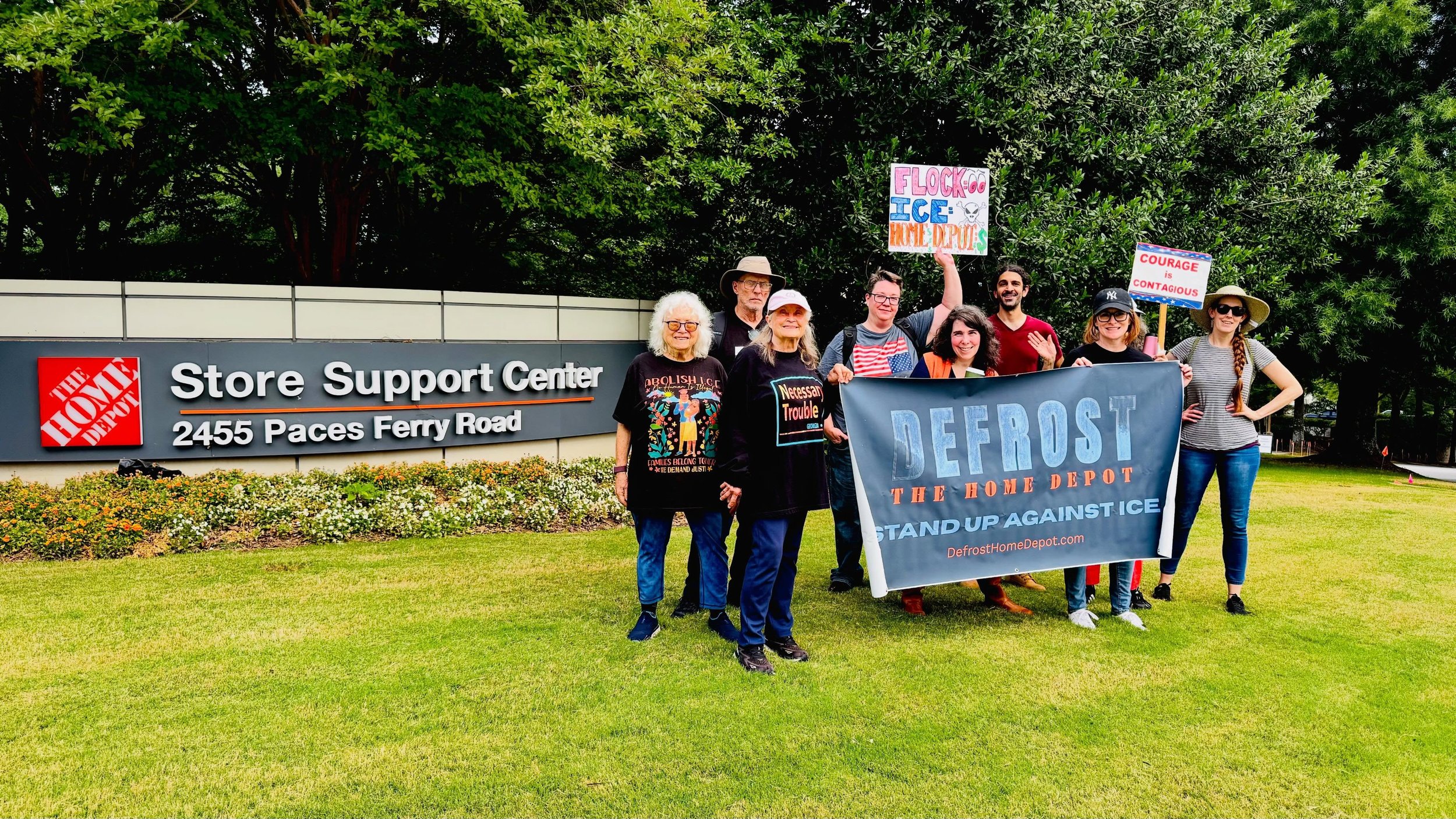 This amazing crew and more not pictured here, stood their ground and took a stand against 🧊 and flock on Thursday. Shareholders met with The Home Depot to discuss their concerns over flock and how information is used once collected. A vote will take