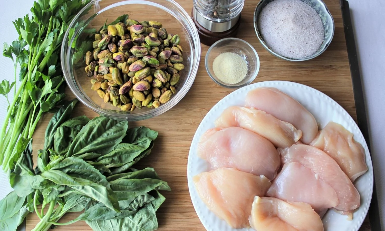ingredients for pistachio crusted chicken
