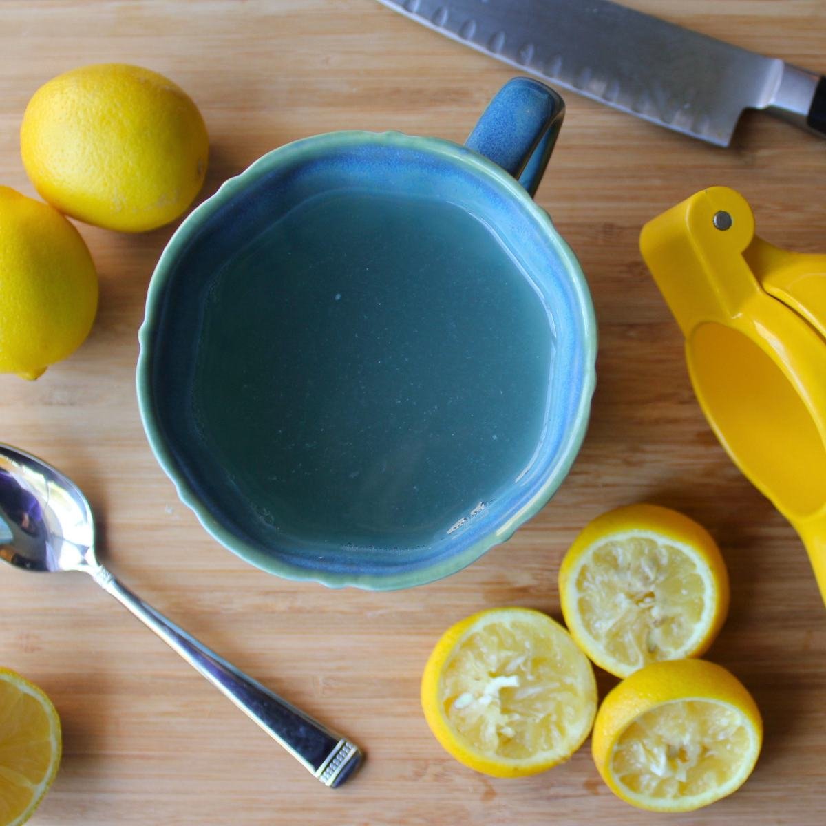 mug of lemon water