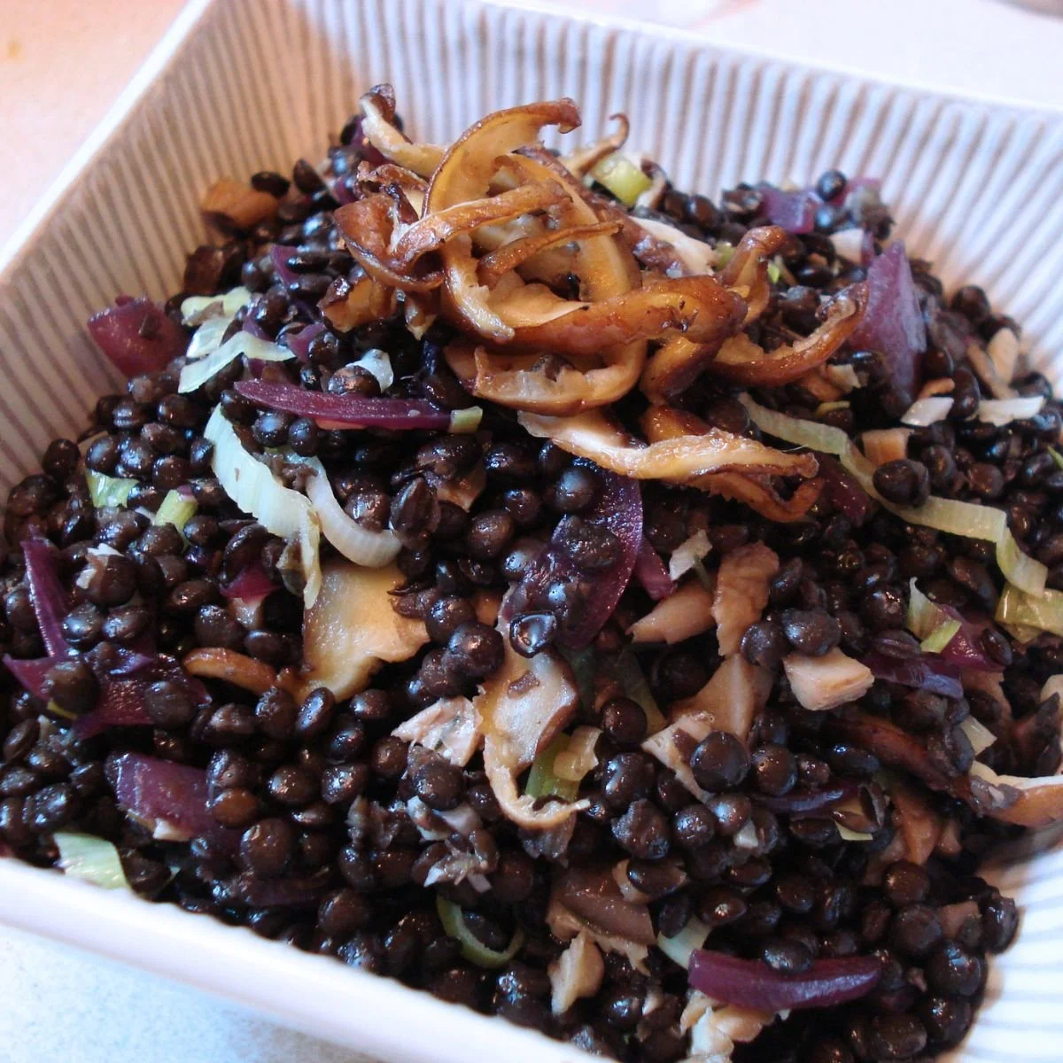 Beluga Lentils with Mushrooms and Herbs