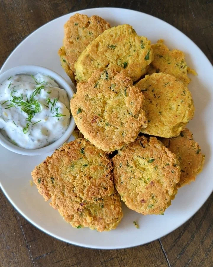 gluten free falafel with tzatziki