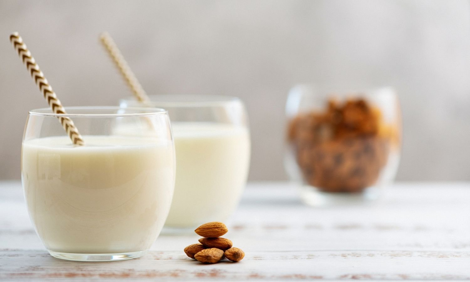 dairy free almond milk in glass